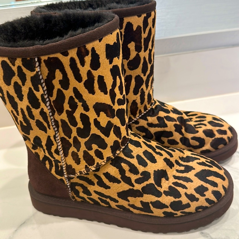 UGG leopard print calf hair boots